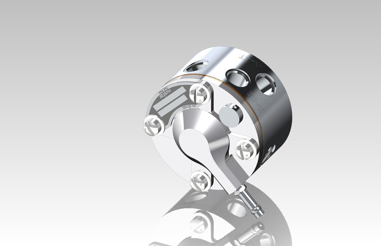 AVStar manufacturer rendering of its AV2576624-1 flow divider, showing the housing, outlet ports and vent tube.